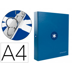 Carpeta liderpapel antartik a4 forrada 4 anillas 25 mm redondas color azul oscuro
