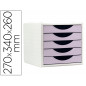 Fichero cajones de sobremesa q-connect 5 cajones color lavanda pastel 270x340x260 mm