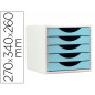 Fichero cajones de sobremesa q-connect 5 cajones color azul pastel 270x340x260 mm