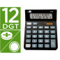 Calculadora liderpapel sobremesa xf26 12 dígitos solar y pilas 127x105x24 mm color negro