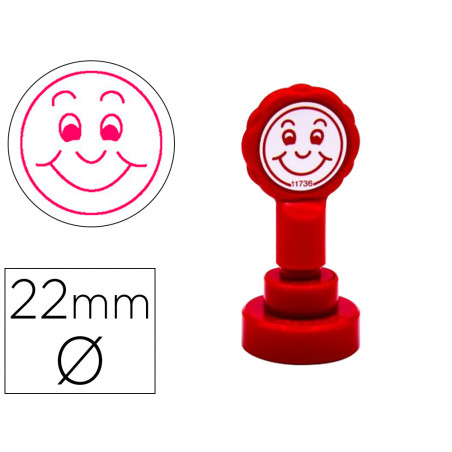 Sello artline emoticono sonrisa color rojo 22 mm diametro