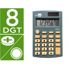 Calculadora liderpapel bolsillo xf07 8 digitos solar y pilas color gris 98x62x8 mm