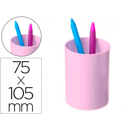 Cubilete portalapices archivo 2000 rosa pastel opaco plastico 100% reciclado diametro 75 mm alto 105 mm