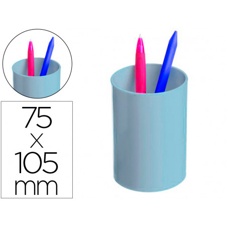 Cubilete portalapices archivo 2000 azul pastel opaco plastico 100% reciclado diametro 75 mm alto 105 mm
