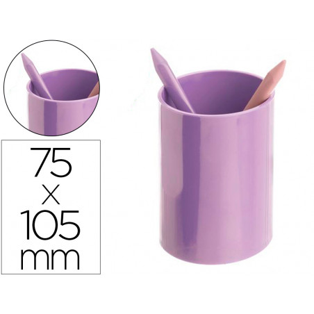 Cubilete portalapices archivo 2000 malva pastel opaco plastico 100% reciclado diametro 75 mm alto 105 mm