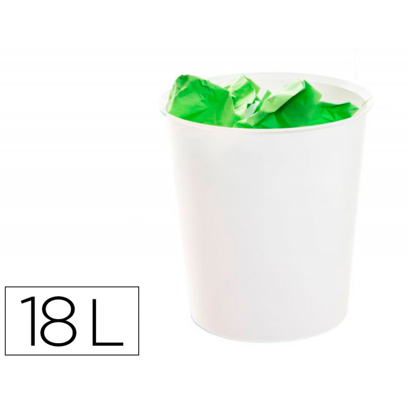 Papelera plastico archivo 2000 ecogreen 100% reciclada 18 litros color blanco pastel 290x310 mm
