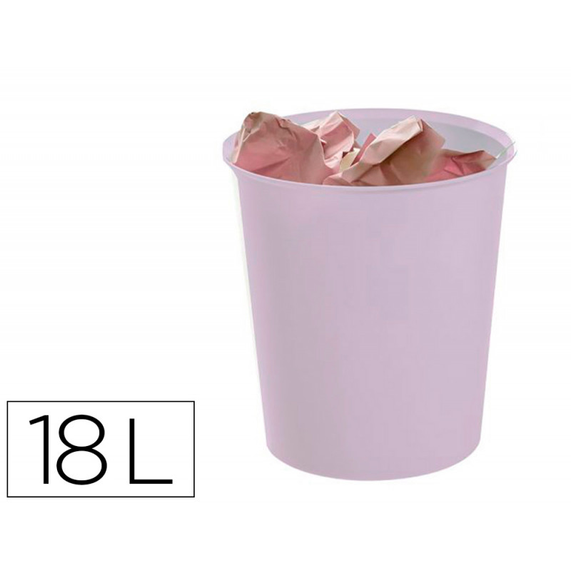 Papelera plastico archivo 2000 ecogreen 100% reciclada 18 litros color malva pastel 290x310 mm