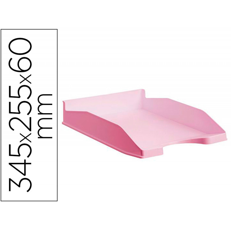 Bandeja sobremesa archivo 2000 ecogreen plastico 100% reciclado apilable formatos din a4 y folio color rosa