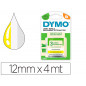 Cinta dymo metalizada letratag 12mm x 4mt papel blanco / plastico amarillo / metalica plata pack de 3