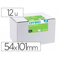 Etiqueta adhesiva dymo labelwriter envio/tarjetas de identificacion blanca 54x101 mm pack 12 rollos