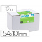 Etiqueta adhesiva dymo labelwriter envio/tarjetas de identificacion blanca 54x101 mm pack 12 rollos
