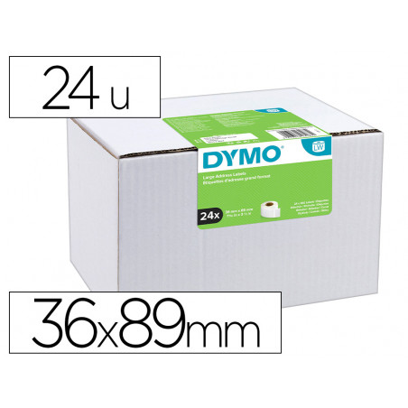 Etiqueta adhesiva dymo labelwriter para direccion 36x89 mm blanca pack de 24 rollos