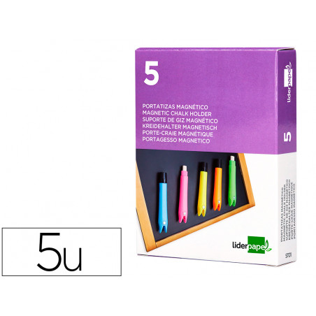 Portatizas plastico liderpapel magnetico colores surtidos caja de 5 unidades