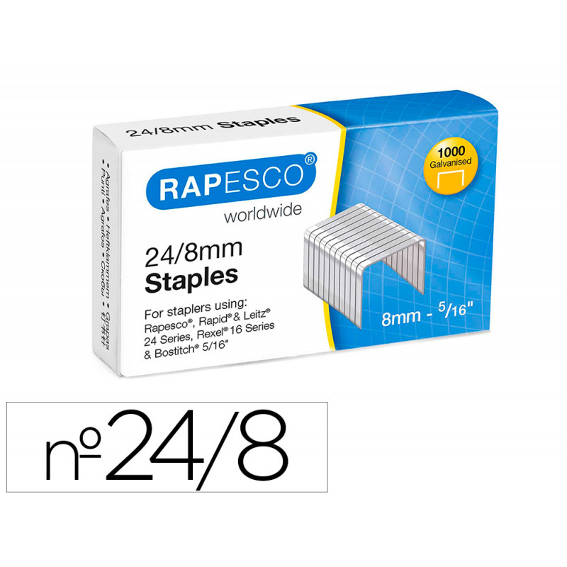 Grapas rapesco galvanizada 24/8 caja de 1000 unidades