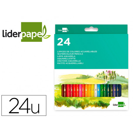 Lapices de colores acuarelables liderpapel caja de 24 colores