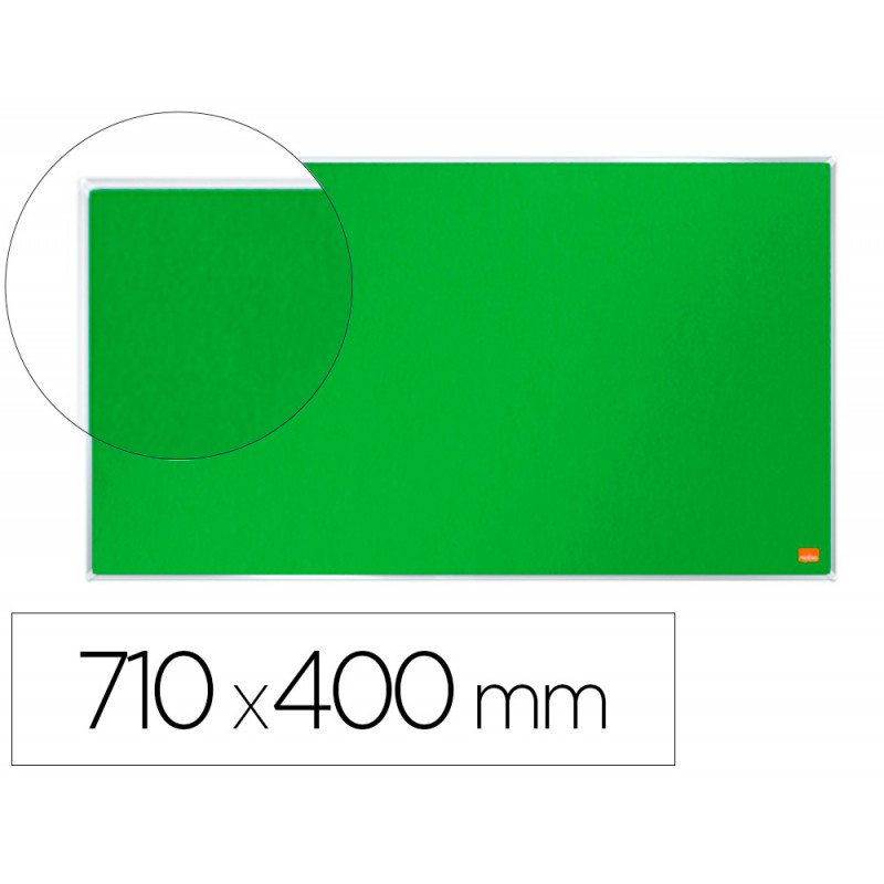 Tablero de anuncios nobo impression pro fieltro verde formato panoramico 32   " 710x400 mm