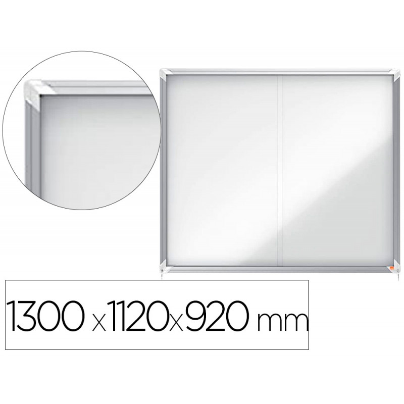 Vitrina de anuncios nobo premium plus magnetica con puerta corredera 15 x din a4 1300x1120x920 mm