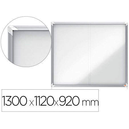 Vitrina de anuncios nobo premium plus magnetica con puerta corredera 15 x din a4 1300x1120x920 mm
