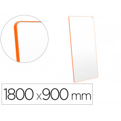 Pizarra blanca nobo move&meet extraible y portatil marco naranja doble cara magnetica 1800x900 mm