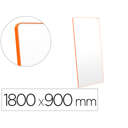 Pizarra blanca nobo move&meet extraible y portatil marco naranja doble cara magnetica 1800x900 mm