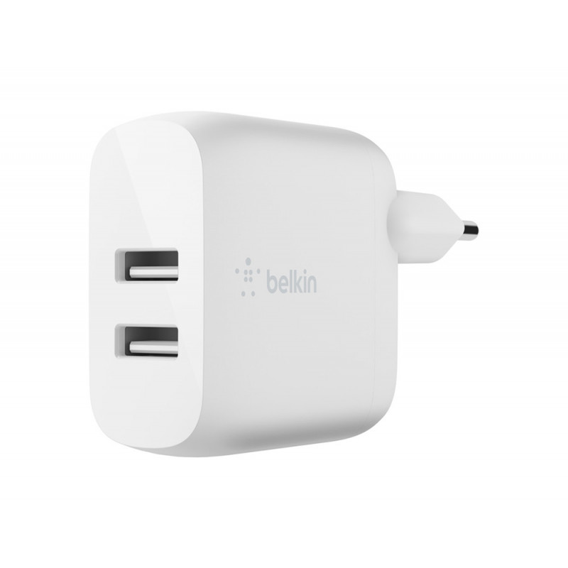 Cargador domestico belkin wcb002vfwh doble usb-a boost charge 12wx2 color blanco