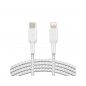 Cable trenzado belkin caa004bt1mwh usb-c a lightning boost charge largo 1 m color blanco