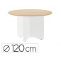 Mesa de reunion rocada redonda 3006aw01 estructura madera en aspas color blanco tablero haya 120cm diametro