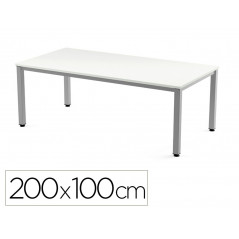 Mesa de oficina rocada executive 2005ad04 aluminio/blanco 200x100 cm