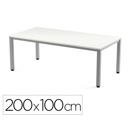 Mesa de oficina rocada executive 2005ad04 aluminio/blanco 200x100 cm