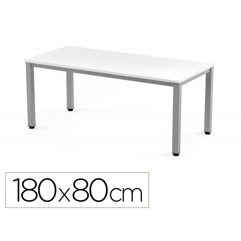 Mesa de oficina rocada executive 2003ad04 aluminio/blanco 180x80 cm