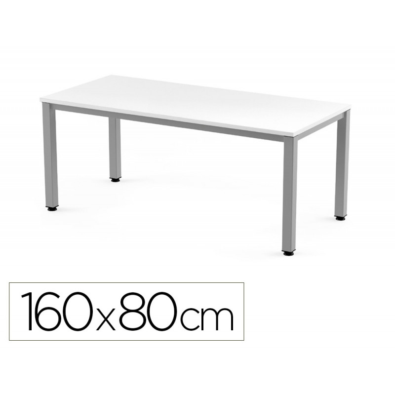 Mesa de oficina rocada executive 2002ad04 aluminio/blanco 160x80 cm