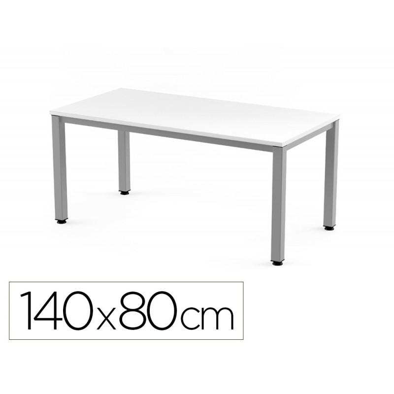 Mesa de oficina rocada executive 2001ad04 aluminio/blanco 140x80 cm