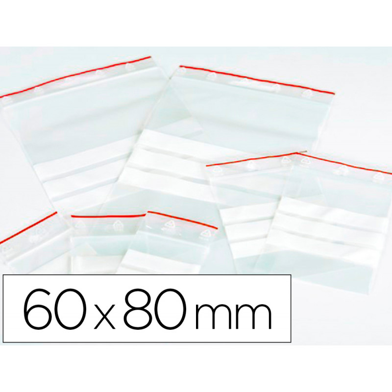Bolsa plastico autocierre q-connect 60x80 mm paquete de 100 unidades