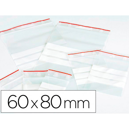 Bolsa plastico autocierre q-connect 60x80 mm paquete de 100 unidades