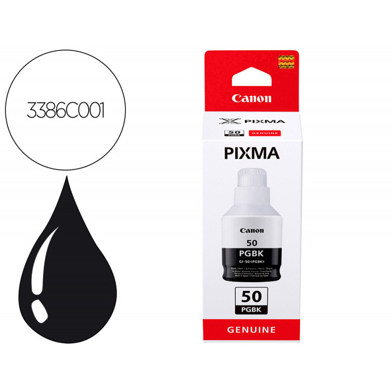 Tinta canon gi-50m para pixma g5050/g6050/g7050/gm2050/ gm4051 negro 6000 paginas