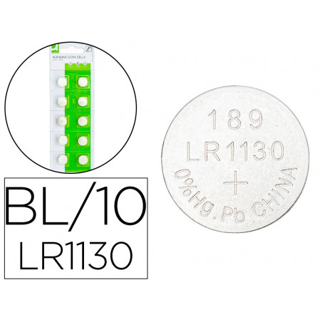 Pila q-connect tipo boton alcalina ag13 lr54 1.5v blister de 10 unidades