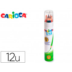 Lapices de colores carioca tita mina 3 mm tubo metal 12 colores surtidos + sacapuntas