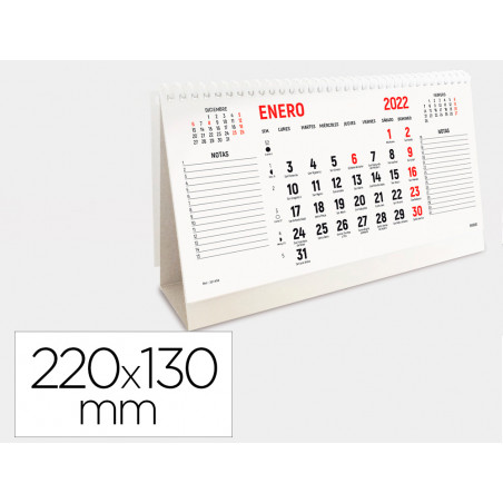 Calendario espiral triangular liderpapel 2022 22x13 cm papel 120 gr texto en catalan
