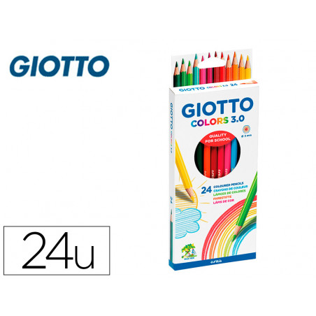 Lapices de colores giotto colors 3.0 mina 3 mm caja de 24 colores surtidos