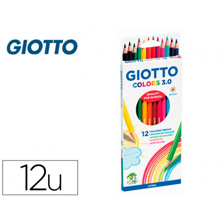 Lapices de colores giotto colors 3.0 mina 3 mm caja de 12 colores surtidos