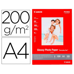 Papel fotografico canon pixma brillo din a4 200g/m2 ink-jet paquete de 100 hoas