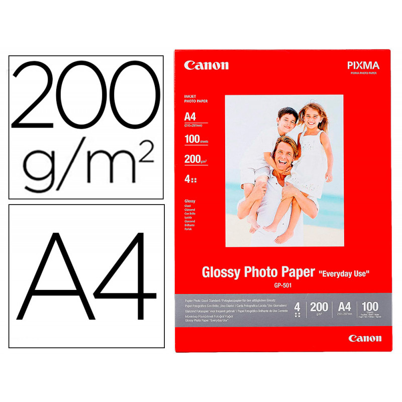 Papel fotografico canon pixma brillo din a4 200g/m2 ink-jet paquete de 100 hojas