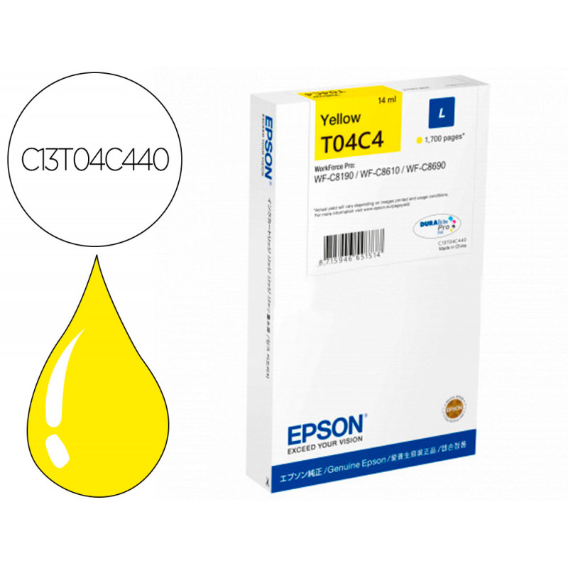 Ink-jet epson t04c4 amarillo 1700 paginas