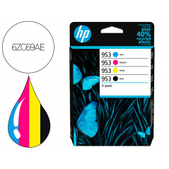 Ink-jet hp 953 bk/cmy 6zc69ae multipack negro/ cian / magenta / amarillo. negro 900 pag. y colores 630 pag.