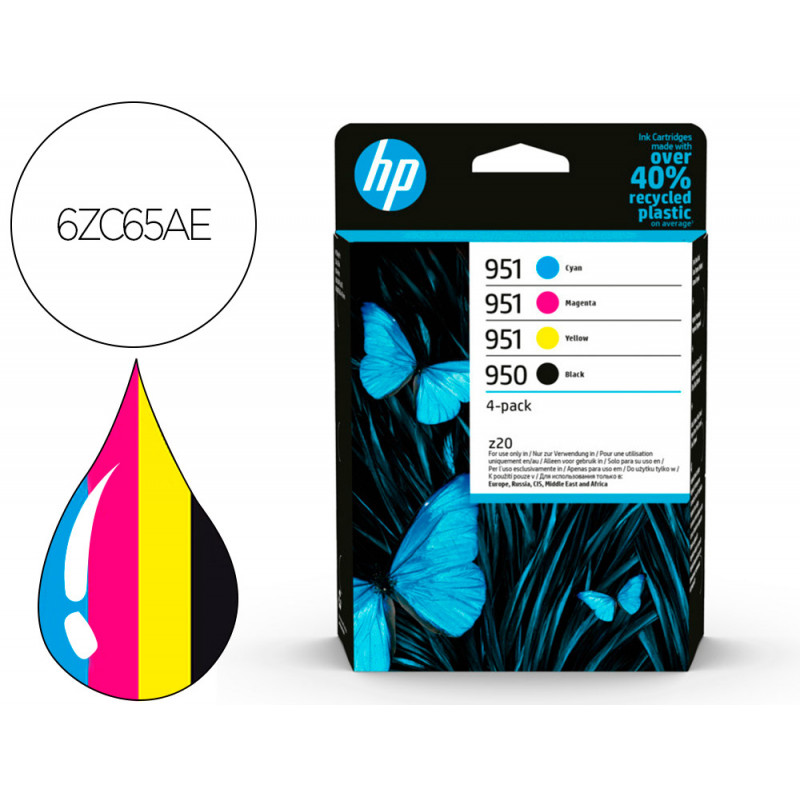 Ink-jet hp 6zc65ae 950/951 officejet pro serie 8600/251dw 276 dw multipack 4 colores negro/amarillo/cian/magenta