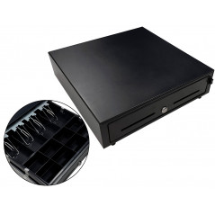 Cajon portamonedas 8 monederos 5 billeteros con llave manualnegro 410x415x110 mm