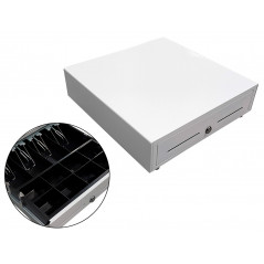 Cajon portamonedas 8 monederos 4 billeteros con llave manualblanco 410x415x110 mm