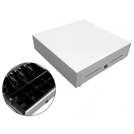 Cajon portamonedas 8 monederos 4 billeteros con llave manualblanco 410x415x110 mm