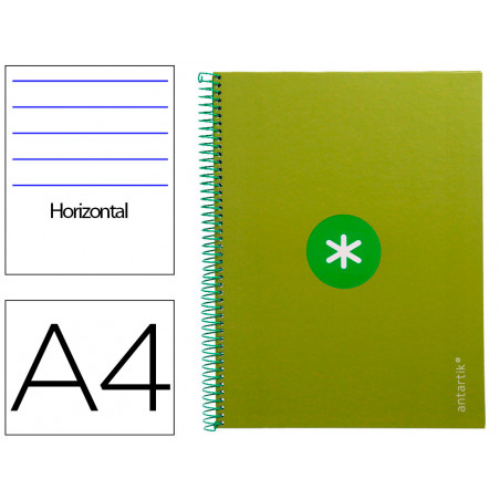 Cuaderno espiral liderpapel a4 micro antartik tapa forrada80h 90 gr horizontal 1 banda 4 taladros color verde
