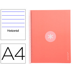 Cuaderno espiral liderpapel a4 micro antartik tapa forrada80h 90 gr horizontal 1 banda 4 taladros color rosa claro